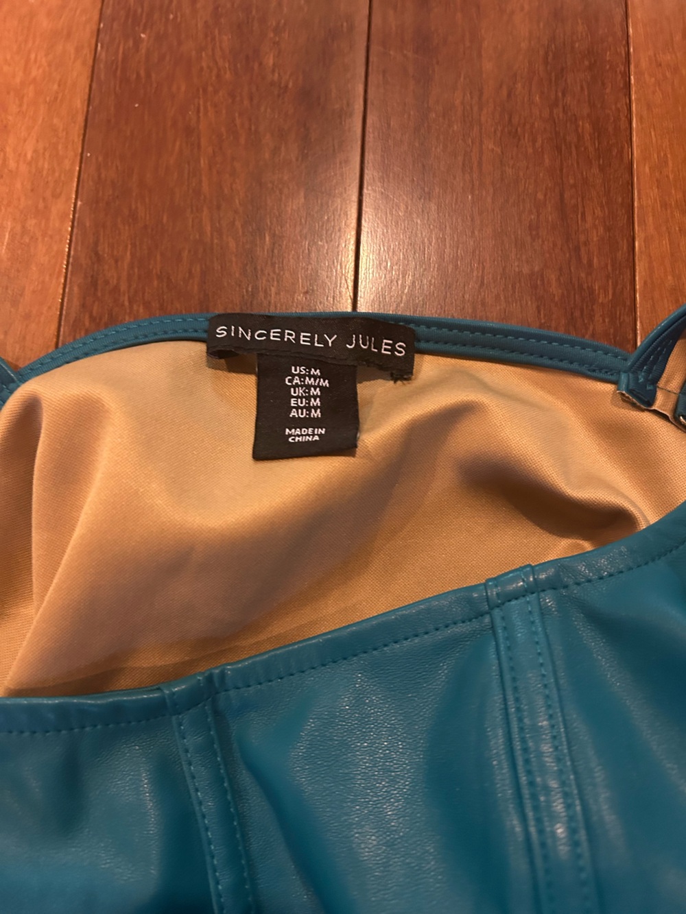 Simply Jules Faux Leather Teal Corset Crop Top size M - Picture 7 of 8